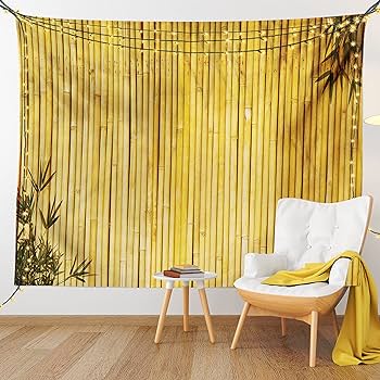 Amazon.co.jp: 竹インテリアタペストリー壁吊りby Ambesonne、トール竹